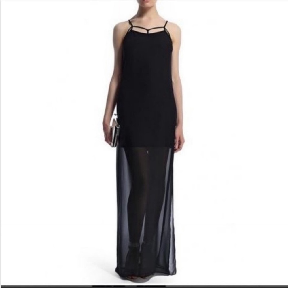 BCBGeneration Black Sheer Maxi Slip Dress